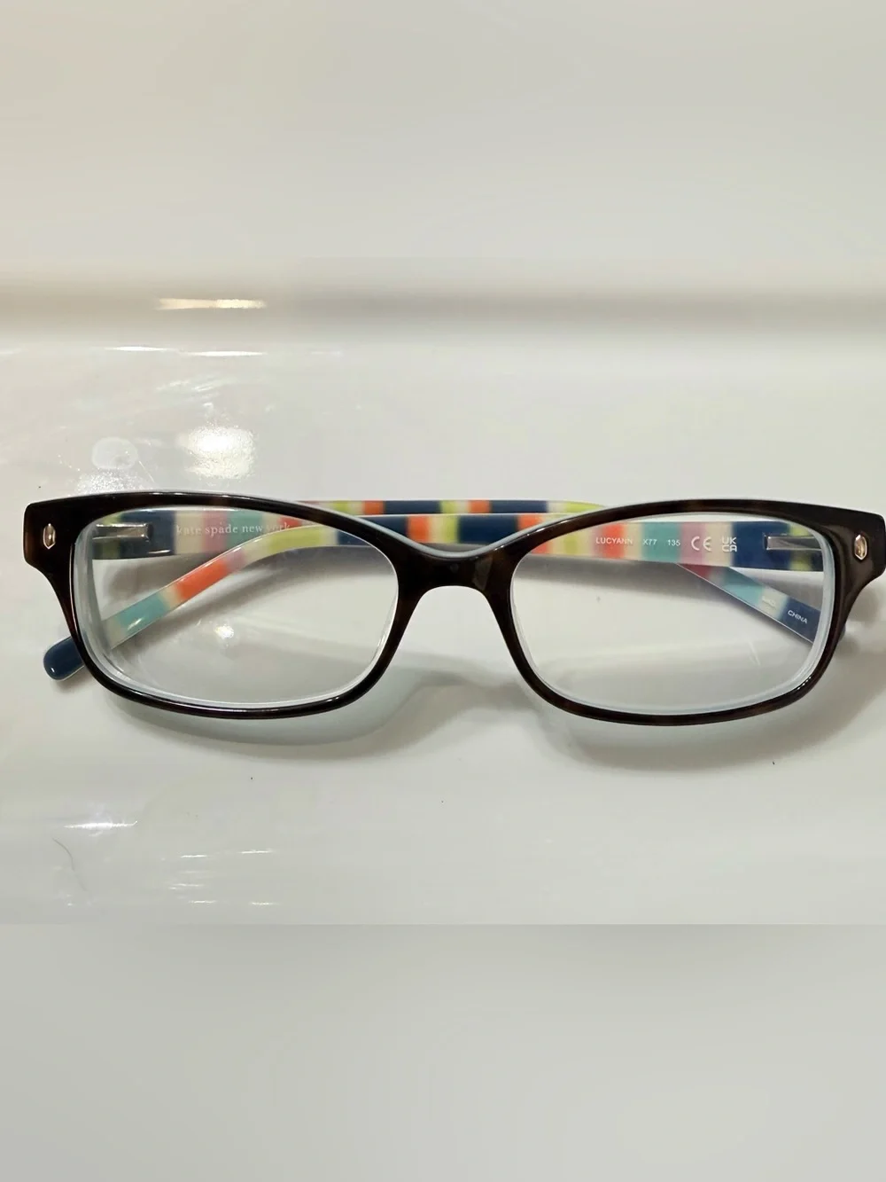 Vintage Kate Spade New York Lucyann 0X77 Tortoise Aqua Striped Eyeglasses Frame